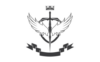 Wing sword and crown king lord logo icon v36