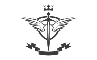 Wing sword and crown king lord logo icon v37