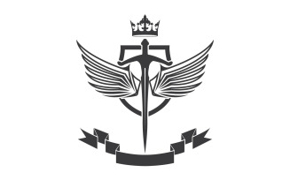 Wing sword and crown king lord logo icon v39
