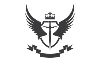 Wing sword and crown king lord logo icon v43