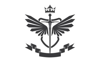 Wing sword and crown king lord logo icon v47