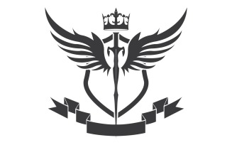 Wing sword and crown king lord logo icon v51