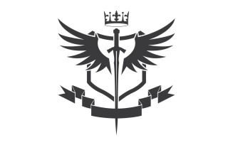 Wing sword and crown king lord logo icon v54