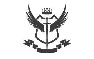 Wing sword and crown king lord logo icon v57