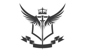 Wing sword and crown king lord logo icon v59