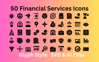 Financial Services Icon Set 50 Glyph Icons - SVG And AI Files