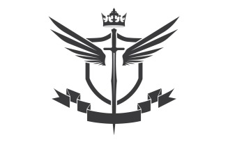 Wing sword and crown king lord logo icon v55