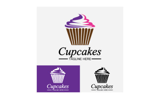 Cupcake food logo icon vector v10