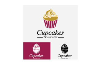 Cupcake food logo icon vector v3