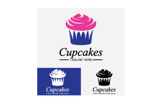Cupcake food logo icon vector v5