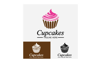Cupcake food logo icon vector v9