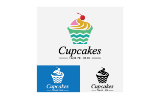 Cupcake food logo icon vector v17