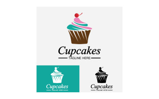 Cupcake food logo icon vector v18
