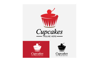 Cupcake food logo icon vector v19