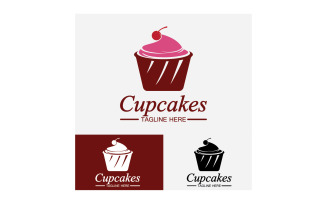 Cupcake food logo icon vector v26