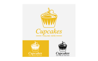 Cupcake food logo icon vector v29