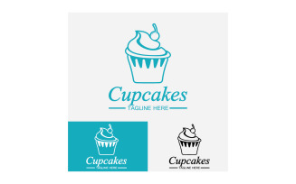 Cupcake food logo icon vector v30