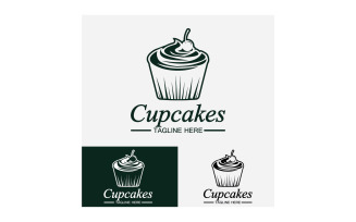 Cupcake food logo icon vector v31