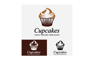 Cupcake food logo icon vector v8