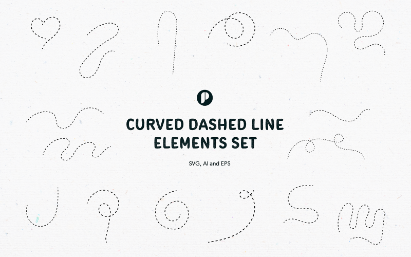 Curved Dashed Line Elements Set Illustration