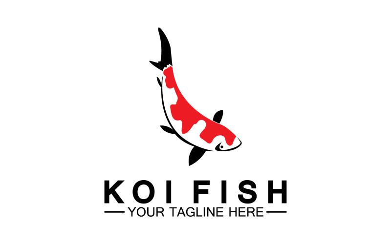 Fish koi black and red icon logo vector v11 Logo Template
