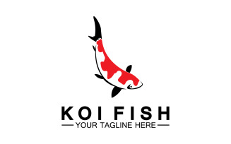 Fish koi black and red icon logo vector v11