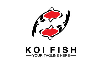 Fish koi black and red icon logo vector v14