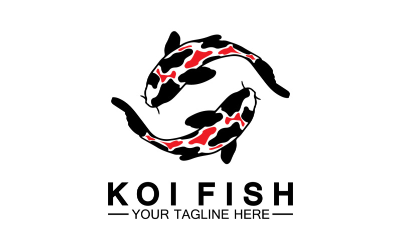 Fish koi black and red icon logo vector v15 Logo Template