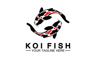 Fish koi black and red icon logo vector v15