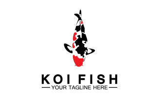 Fish koi black and red icon logo vector v5