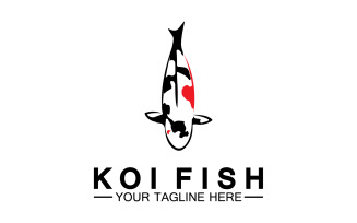 Fish koi black and red icon logo vector v6
