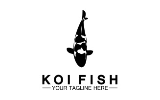 Fish koi black and red icon logo vector v8
