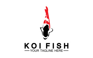Fish koi black and red icon logo vector v10