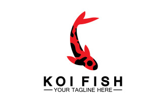 Fish koi black and red icon logo vector v13