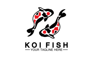 Fish koi black and red icon logo vector v16