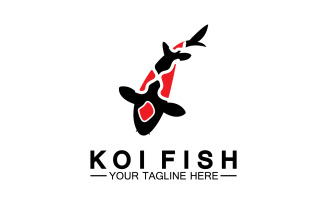 Fish koi black and red icon logo vector v17