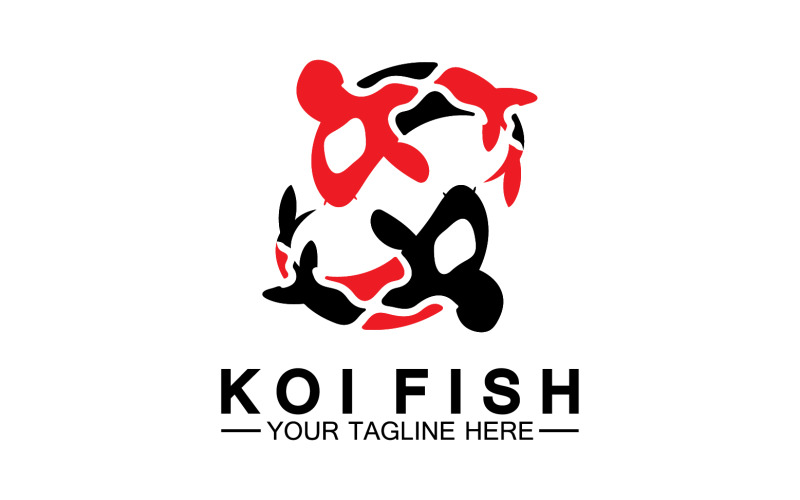 Fish koi black and red icon logo vector v18 Logo Template