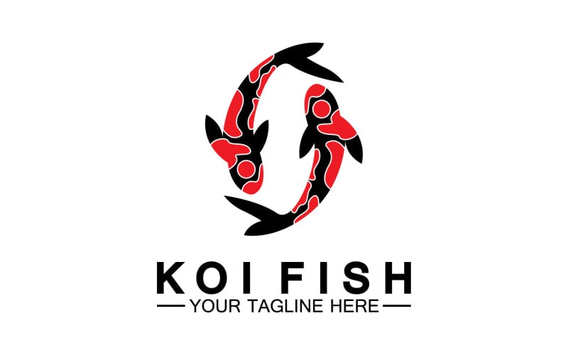 Fish koi black and red icon logo vector v20 Logo Template