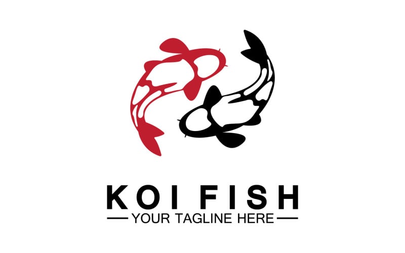 Fish koi black and red icon logo vector v23 Logo Template