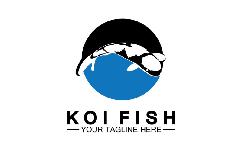 Fish koi black and red icon logo vector v25 Logo Template