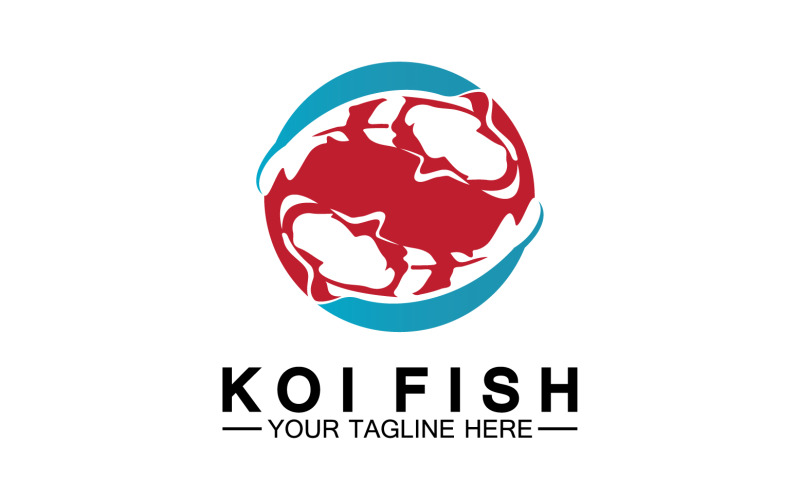 Fish koi black and red icon logo vector v30 Logo Template