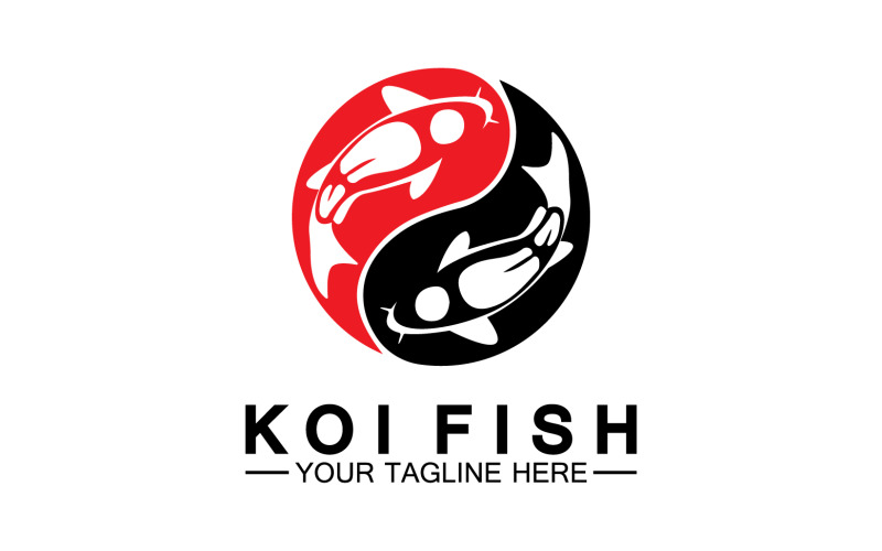 Fish koi black and red icon logo vector v31 Logo Template