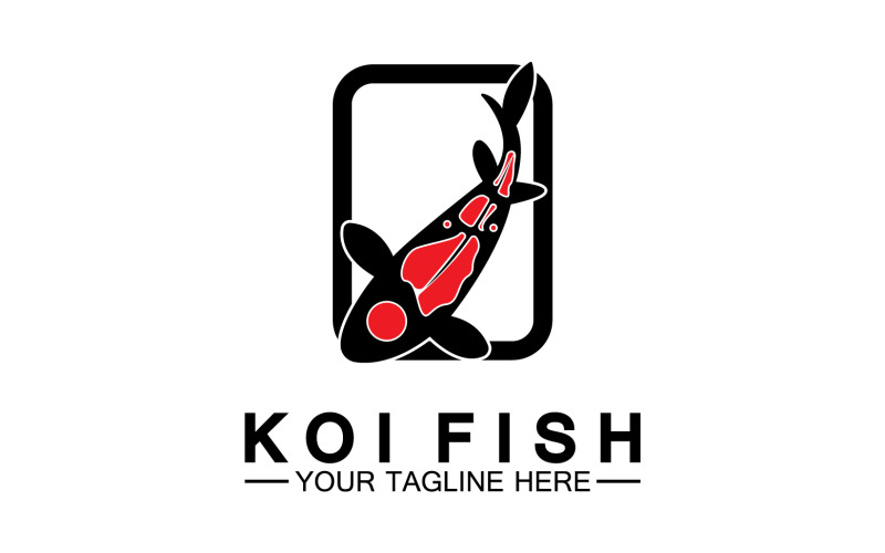 Fish koi black and red icon logo vector v33 Logo Template