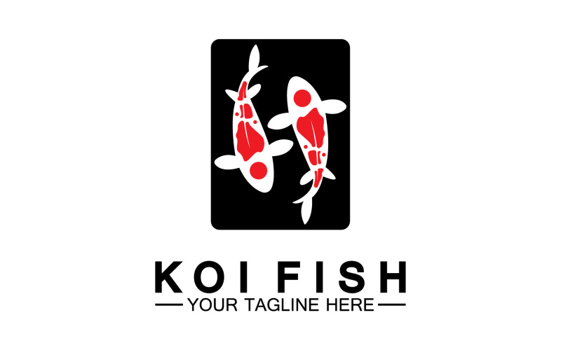 Fish koi black and red icon logo vector v34 Logo Template