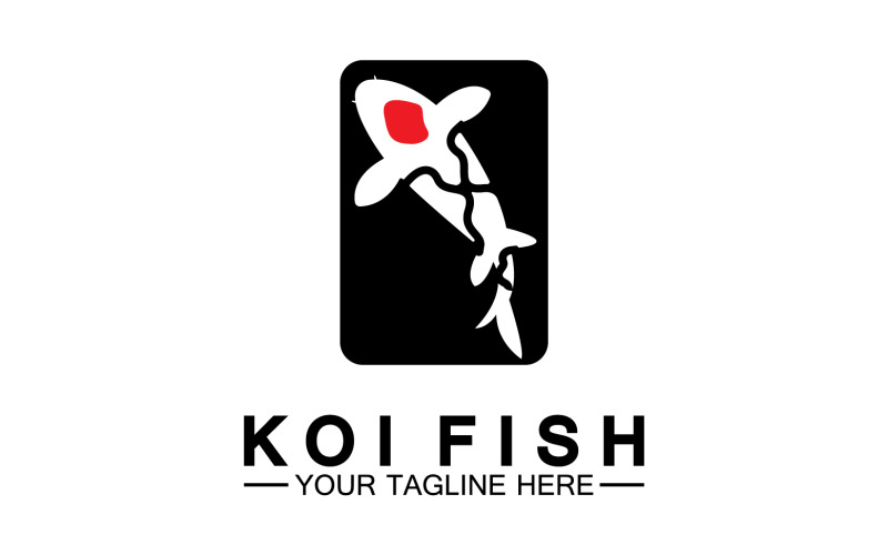 Fish koi black and red icon logo vector v35 Logo Template