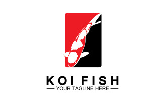 Fish koi black and red icon logo vector v36