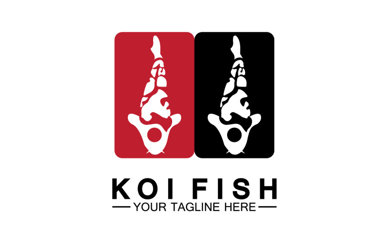 Fish koi black and red icon logo vector v37 Logo Template
