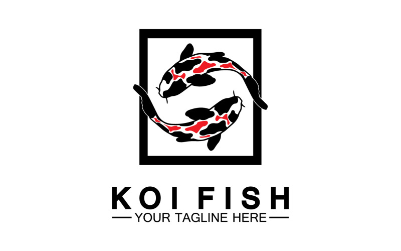 Fish koi black and red icon logo vector v38 Logo Template