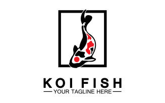 Fish koi black and red icon logo vector v39