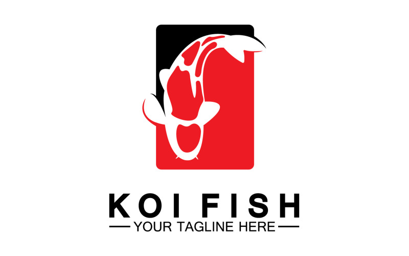 Fish koi black and red icon logo vector v40 Logo Template